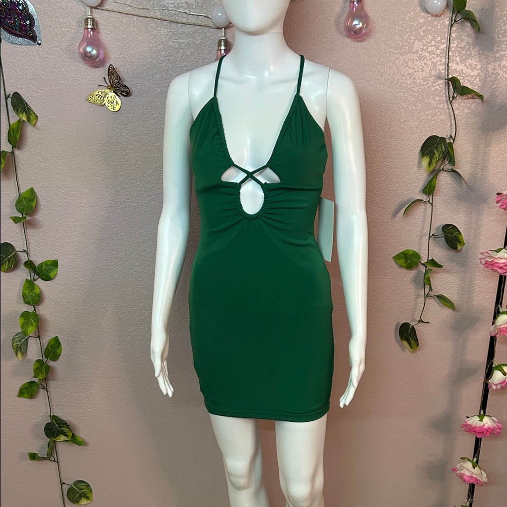 Honey and Rosie Green Cutout Mini Dress